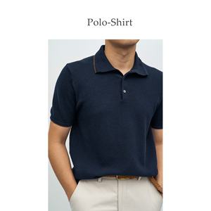 Men's <b>Blue</b> Short Sleeve <b>Polo</b> <b>Shirt</b> Solid Color Casual Button Down Collar Breathable Regular Fit Woven Cotton - Product Image 6