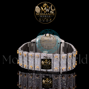 Montre-bracelet élégante en alliage de quartz avec boîtier carré, cadran de 42 mm, bracelet de 20 mm, aiguille en moissanite couleur D VVS1, montre de luxe de précision pour les soirées - Product Image 4