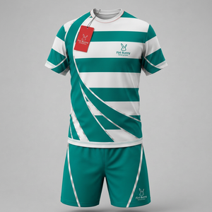 Conjunto de uniforme de rugby hecho con materiales transpirables, diseño de ajuste atlético y soluciones de branding de equipo de calidad profesional. - Product Image 6