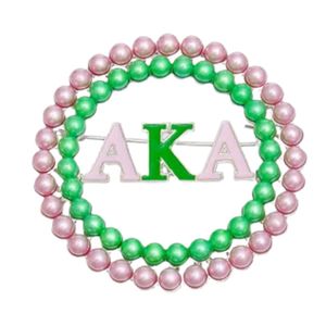 Broche ronde en perles roses et vertes, accessoire de mode féminin, badge décoratif, charme élégant pour vêtements - Product Image 3