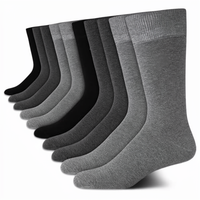 Chaussettes habillées en coton noir uni pour hommes, avec revers côtelé, douces et respirantes, lot de 6, vente en gros