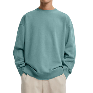 Oversized Crew Neck Sweatshirt Solid Color Knitted Cotton <b>Pullover</b> <b>Men</b> Casual Autumn Fit Regular Sleeve - Product Image 5