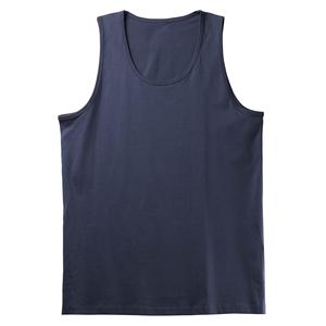 Men's Solid <b>Navy</b> Blue O-Neck Knitted Tank <b>Top</b> Casual Plain Dyed Sleeveless Vest - Product Image 1