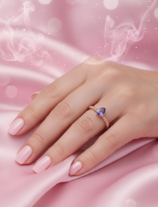 Anillo de compromiso de lujo chapado en oro rosa de plata 925 con circonita talla pera, diseño de constelación romántica para mujer, engaste de garra fino - Product Image 1