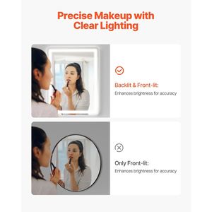 Specchio LED da Bagno 24x32 Pollici Antiappannamento con Luci Memoria e Design Retroilluminato a Gradini - Product Image 3