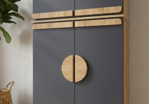 Meuble à chaussures moderne 8 niveaux 4 portes, démontable/DIY, SC410ZV, chêne gris foncé, panneaux de particules MDF, pour 24 paires de chaussures adultes - Product Image 3