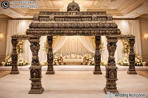 Lagna Vedika - Mandap de Madera Tradicional y Moderno para Bodas, Decoración de Escenario para Bodas Indias, Mandap Tallado, Precio de Fábrica - Product Image 4
