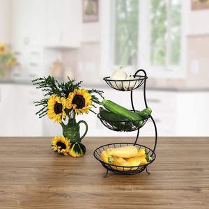 Support de rangement mural en métal à 3 niveaux pour cuisine, panier de rangement en fil de fer pour fruits et pommes de terre, vente en gros - Product Image 2