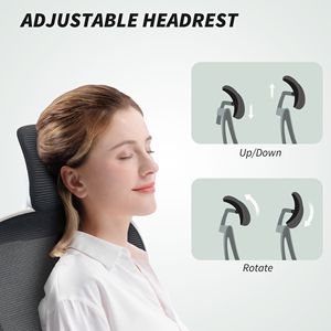 Sedia da Ufficio Ergonomica in Rete Nera con Braccioli Ribaltabili, Poggiatesta Girevole e Supporto Lombare Regolabile - Product Image 6