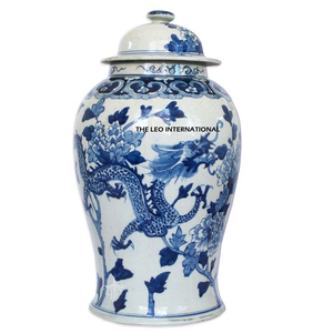 Exquisite Floral Design Enamel Color Traditional Style With Lid <b>Ginger</b> <b>Jar</b> Pot Artificial Flower Arrangement - Product Image 6
