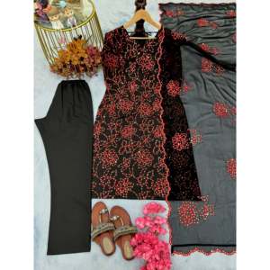 Conjunto de Fiesta de Diseñador, Top, Pantalón y Dupatta, Talla 2XL - Product Image 1