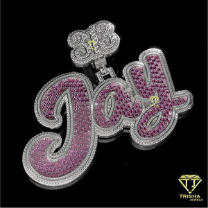 <b>Custom</b> Iced Out 'Jay' <b>Name</b> Moissanite Pendant <b>Necklace</b> 18K Gold Plated Hip Hop Silver GIA Certified Personalized Jewelry - Product Image 3