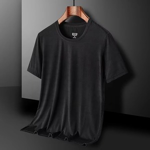 T-shirt de sport respirant en soie/coton à séchage rapide pour homme, coupe ajustée, maille glacée, manches courtes, grande taille, course à pied, fitness, écologique, 8XL - Product Image 3