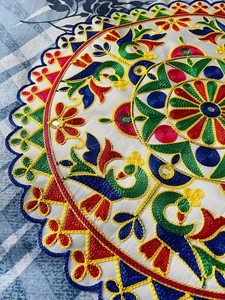<b>Round</b> handmade decorative centerpiece Elegant beadwork home décor accessory Handmade premium wedding table <b>mat</b> - Product Image 3