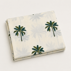 Blue Hand Block Printed Cotton Fabric <b>Set</b> With Floral Palm Stripe Motif For Kurta Dress <b>Sewing</b> Home Textile Craft Material Soft - Product Image 6