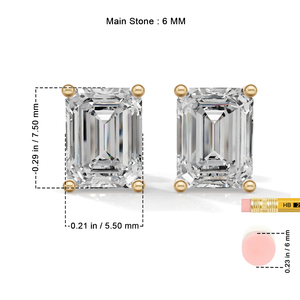 Heerani Jewels Moissanite Emerald Cut <b>Heart</b> Shape Unisex Classic Stud <b>Earring</b> Gold Plated 925 <b>Sterling</b> <b>Silver</b> Gemstone IGI - Product Image 6
