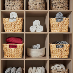 Handwoven Eco-friendly Set 4 Water Hyacinth Storage <b>Bins</b> for Shelves Storage Baskets for Organizing Wholesale from Vietnam - Product Image 4