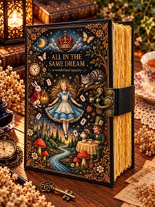 Journal céleste en cuir fait main, couverture souple, multicolore, avec logo en relief, Grimoire fantastique, Journal Alice au pays des merveilles, Cadeau sorcière - Product Image 6