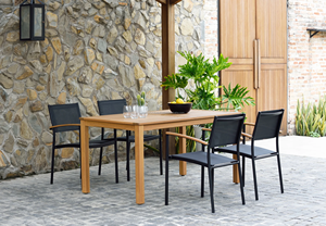 Contemporary Outdoor Garden Set 4 Seater Solid Teak Weather Resistant Non <b>Foldable</b> for Patio Use ARDENA AGS-131 - Product Image 4