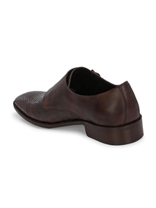 Zapatos Formales de Hombre con Doble Correa de Hebilla, Hechos a Mano en Italia, con Parte Superior de Cuero Genuino Estampado, Punta Puntiaguda, Cómodos y Duraderos - Product Image 3