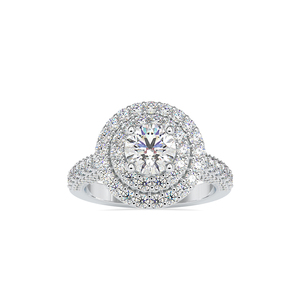 Anillo de Compromiso de Plata 925 con Doble Halo de Moissanita y Diamantes para Futura Novia - Product Image 3