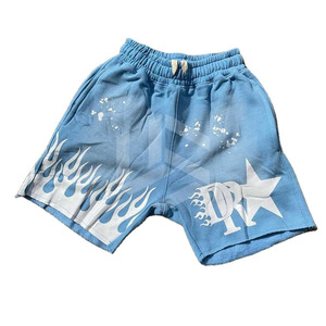 Nuevos pantalones cortos estampados para hombre, pantalones cortos con efecto tie-dye, pantalones deportivos de algodón French Terry con cordón ajustable, pantalones cortos con lavado ácido para hombre, OEM - Product Image 3