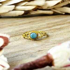 2026 Latest <b>Turquoise</b> <b>Ring</b> Boho Brass <b>Rings</b> for Women 18k Gold Plated Celestial Moon Phase Jewelry for Wholesale/OEM/ODM - Product Image 1