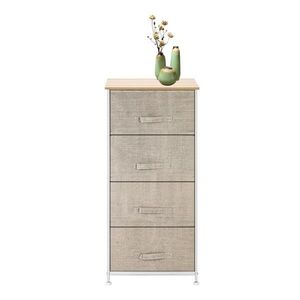 Cassettiera a 4 livelli in tessuto con 4 cassetti a estrazione facilitata e piano in legno per armadio da soggiorno - Product Image 2