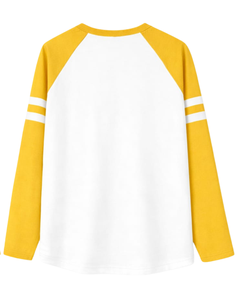 Custom Yellow <b>White</b> Raglan Long Sleeve T Shirt Men 100% Cotton Crew Neck Casual Baseball <b>Tee</b> OEM Manufacturer Supplier bulk - Product Image 2