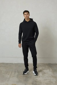 Sweat-shirt unisexe noir à col roulé, manches longues, couleur unie, décontracté, pour l'automne, 100 % coton, poids moyen, coupe classique, anti-UV - Product Image 4