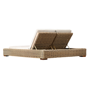 Tumbona Doble Moderna de Estilo Tropical con Ratán Tejido a Mano, Chaise Longue Acolchada Reclinable para Piscina, Villa o Resort - Product Image 5