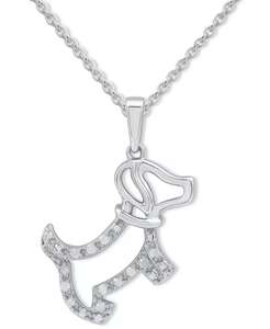 Collier pendentif chien en diamant 18 "(1/10 ct. T. w.) en argent sterling | Macy's - Product Image 1