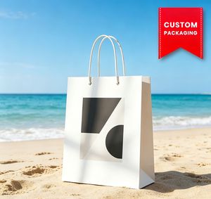 Sacs shopping en papier personnalisés sur mesure avec logo imprimé, sacs en papier carton personnalisés imprimés - Product Image 1