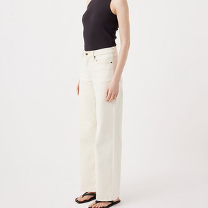 Jeans de Mezclilla Blancos de Algodón para Mujer, Transpirables, de Cintura Alta, Pierna Ancha, Estilo Casual, Color Sólido, Ajuste Holgado, para Primavera - Product Image 5