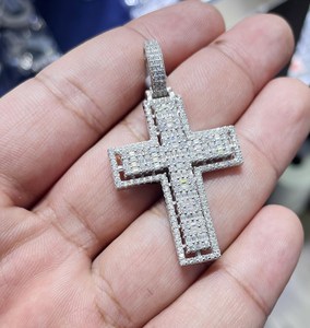 Custom Hip Hop VVS Moissanite Diamond Pendant 925 Sterling <b>Silver</b> with Iced Out Bling Unique Pendants <b>Charms</b> Hip Hop Jewelry - Product Image 3