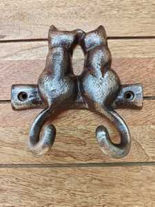 Antique Style <b>Cast</b> Iron Cat Wall Hooks Decorative Double Coat Hook Vintage Metal Animal Hanger for Keys Towels Bags Home Decor - Product Image 2