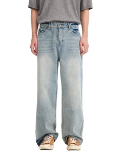 ใหม่2025กางเกงยีนส์ลายตารางสำหรับผู้ชายกางเกงยีนส์ทรงหลวมเอวตรงขอบกลางสุดหรูคุณภาพสูงสำหรับนักธุรกิจพักผ่อน - Product Image 3