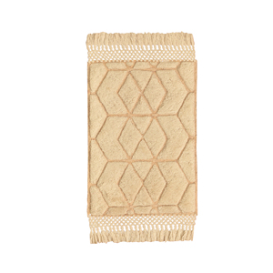 Tapis de prière moderne en laine tuftée beige à motifs géométriques - Janamaz tissé bohème avec franges - Product Image 3