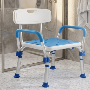 Heavy Duty Aluminium Shower Chair with Armrests | Height Adjustable Anti Slip Bath Seat <b>for</b> Elderly Care <b>Bathroom</b> Safety <b>Stool</b> - Product Image 2