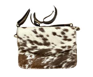 Bolso de piel de vaca, bandolera, cartera de mano, color marrón, piel de becerro con pelo, cuero con pelo - Product Image 1
