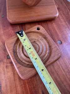 Handcrafted Brown Vintage Teak Wood Coaster <b>Set</b> with Stand — 6 Pieces| Quiet Luxury Sculptural <b>Desk</b> Decor | Japandi Functional - Product Image 4