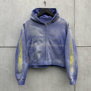 Nuevos Conjuntos de Sudadera con Capucha y Pantalones de Chándal para Hombre, Personalizados por Fabricantes de Ropa, de 500 g/m², con Cremallera, Efecto Desgastado y Lavado Ácido - Product Image 5