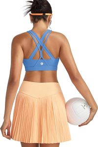Soutien-gorge de sport respirant pour femme à compression avec coussinets amovibles et logo frontal pour un maintien élevé, idéal pour la course, le CrossFit et le yoga - Product Image 2