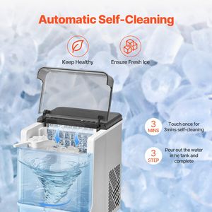 Fabbricatore di Ghiaccio Portatile da Tavolo con Funzione Auto-Pulente, 32 Cubetti, 15 Minuti, 46 libbre/24 Ore, Trasferimento Comodo del Ghiaccio, Articoli Promozionali per Bevande - Product Image 5