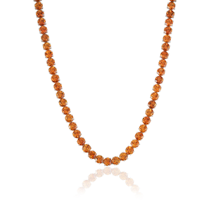 Conjunto de collar y aretes de tenis de plata de ley 925 con piedra preciosa de citrino 100% genuino, el más vendido, para mujer. - Product Image 1