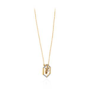 Collier pendentif abeille en or plaqué 18 carats pour femmes, forme hexagonale, style mignon pour tous les jours - Product Image 2