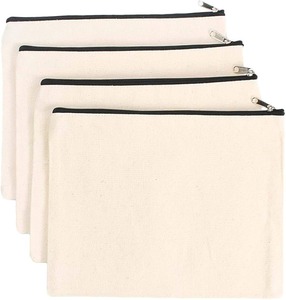 Minimalist Cotton Canvas Utility Zipper Pouch Eco Friendly <b>Makeup</b> Bag Travel <b>Organizer</b> Custom Printed Storage Pouch - Product Image 4