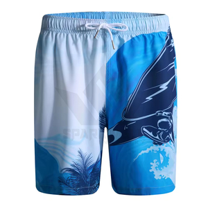 Shorts de Playa para Hombre con Estampado Tropical Azul, Secado Rápido, Cordón Ajustable, Traje de Baño Ligero e Informal para Surf con Bolsillos Laterales - Product Image 1
