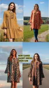 Vestido Corto Boho Vintage con Estampado para Mujer, Manga Campana, Cuello con Borlas, Corte en A, Casual, Largo hasta la Rodilla, Transpirable, para Uso Diario de Verano - Product Image 6