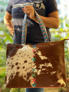 กระเป๋าโท้ทหนังวัวแท้คุณภาพสูงสำหรับสตรีกระเป๋าสะพายไหล่สไตล์วินเทจจุของได้เยอะ - Product Image 2